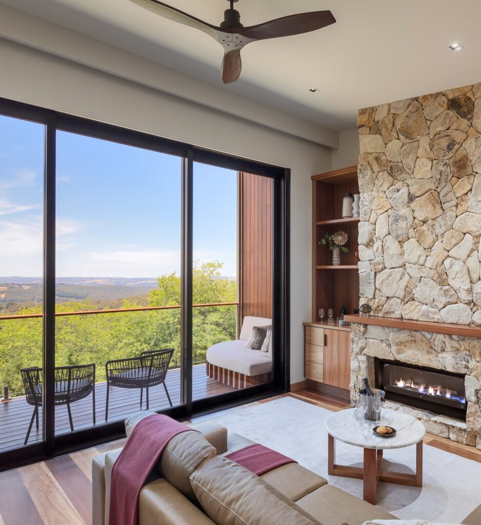 SEQUOIA suite from the Sunken Lounge with a view to Piccadilly Valley - Mount Lofty House Estate